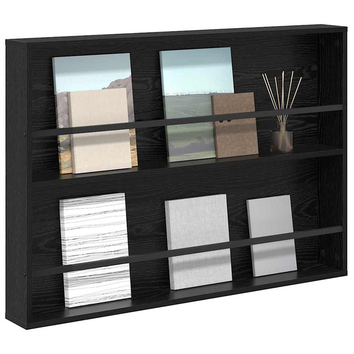 Magasin Rack med hylde Sort eg 100 x 12 x 70 cm Konstrueret træ