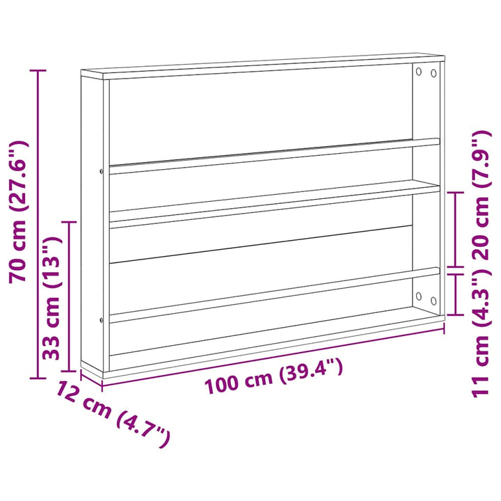 Magasin Rack med hylde 2 stk. Grå Sonoma 100 x 12 x 70 cm