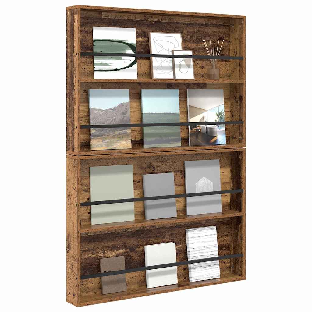 Magasin Rack med hylde 2 stk. Gammelt træ 100 x 12 x 70 cm