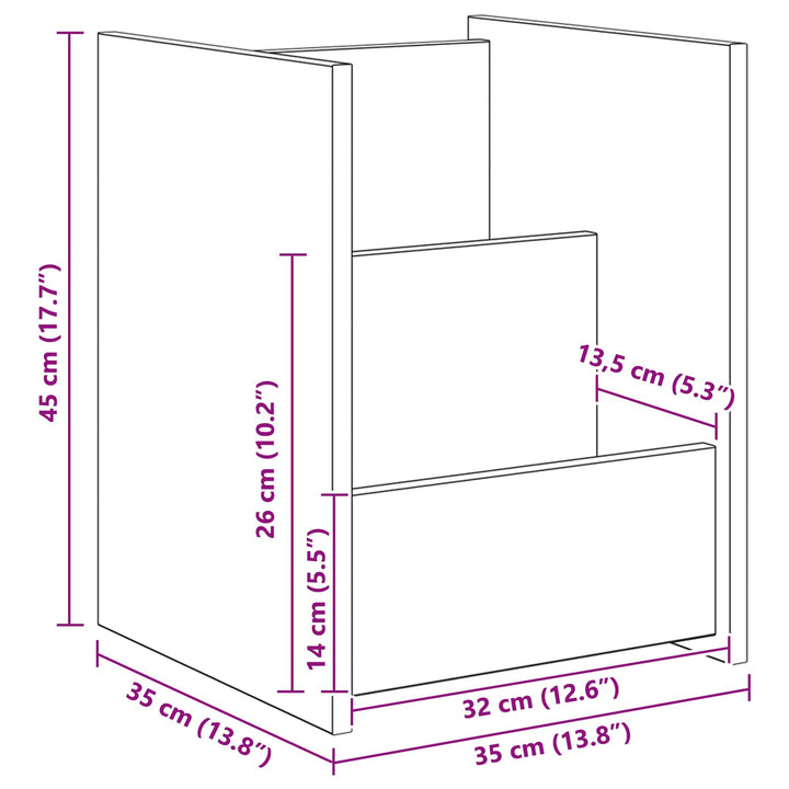 Magasin Rack Artisan Egetræ 35 x 35 x 45 cm Konstrueret træ