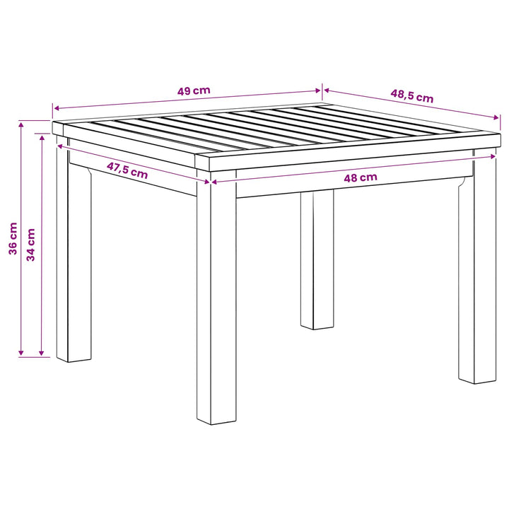 Sofabord Naturfarvet 50 x 48,5 x 36 cm Massivt Akacietræ