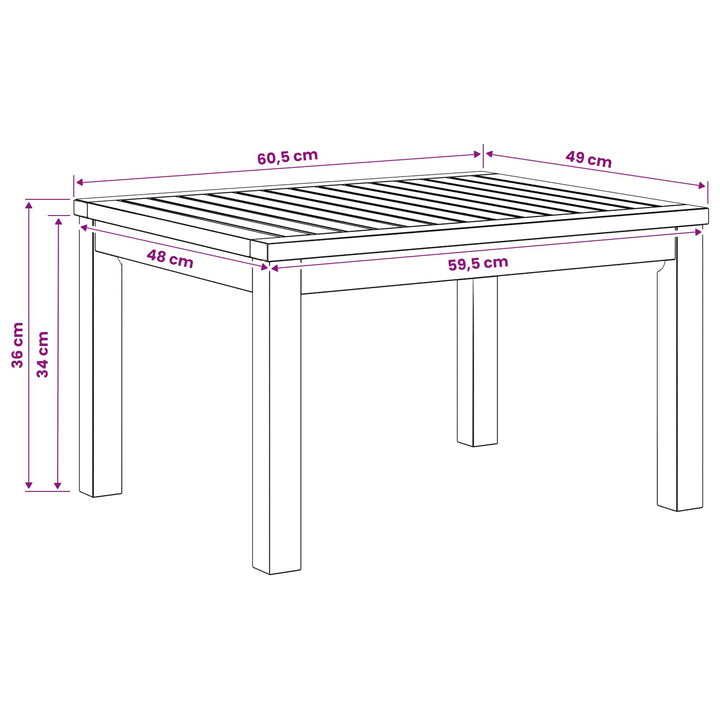 Sofabord Naturfarvet 50 x 60,5 x 36 cm Massivt Akacietræ