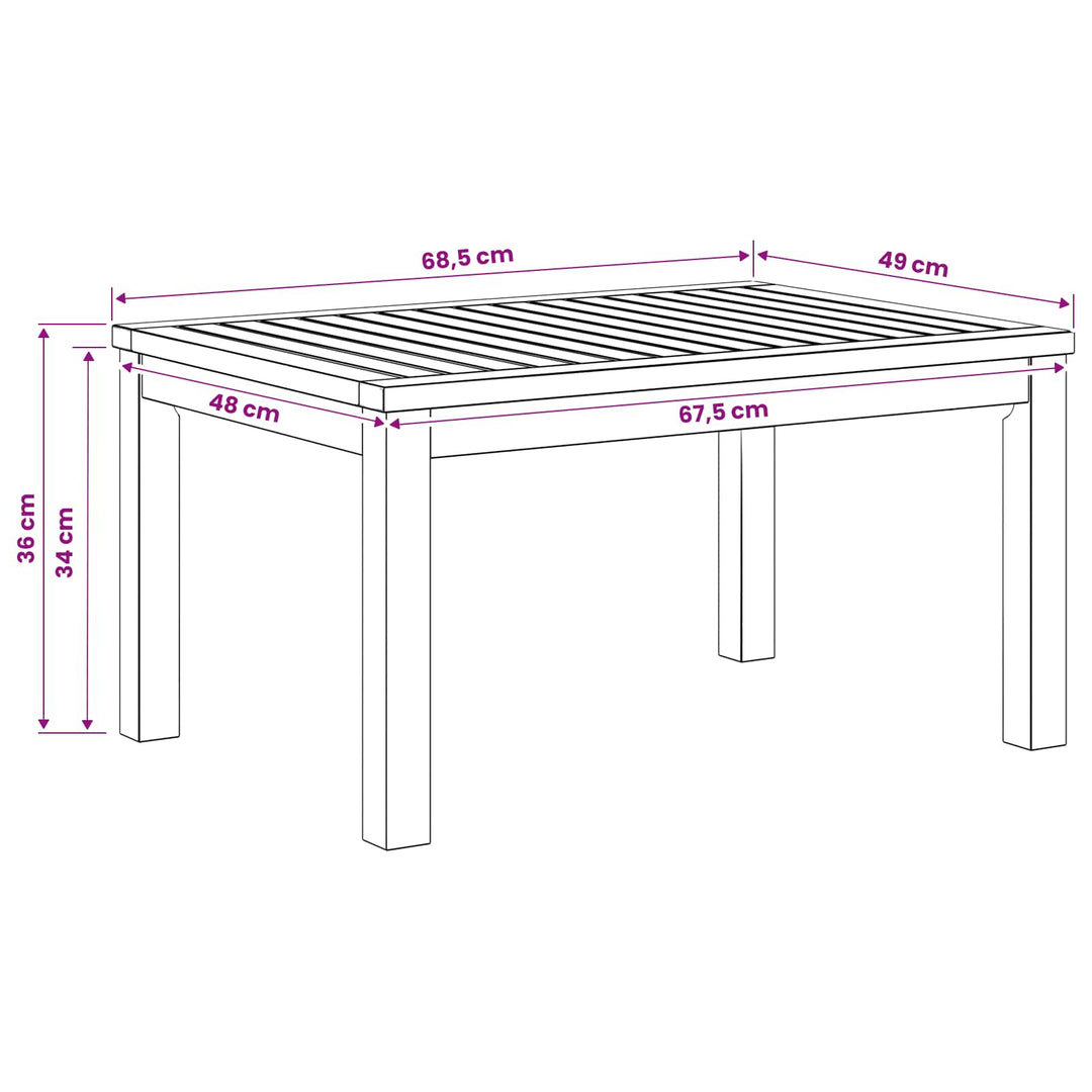 Sofabord Naturfarvet 50 x 68,5 x 36 cm Massivt Akacietræ