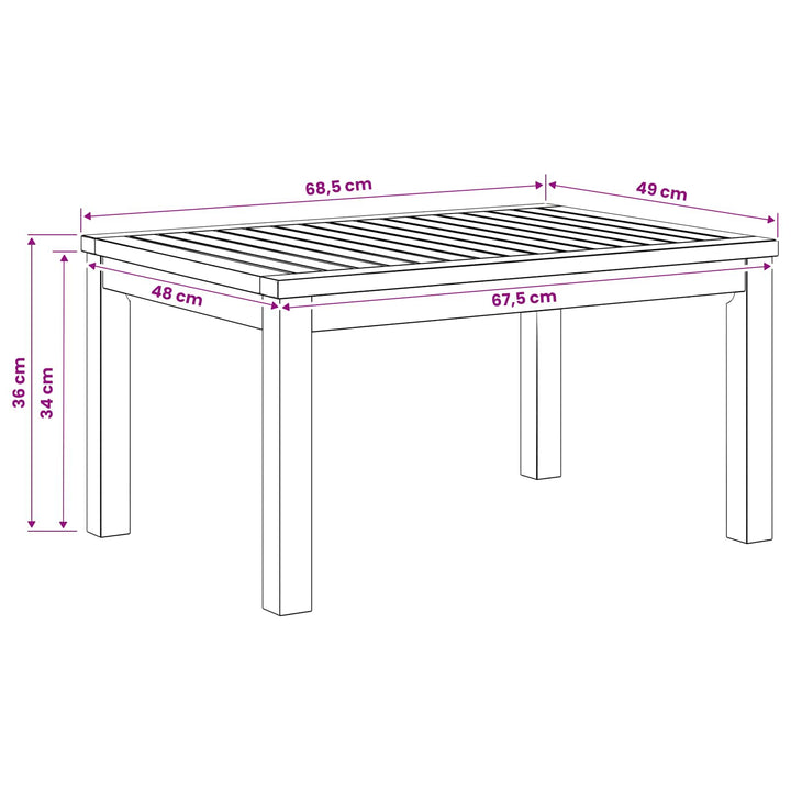 Sofabord Naturfarvet 50 x 68,5 x 36 cm Massivt Akacietræ