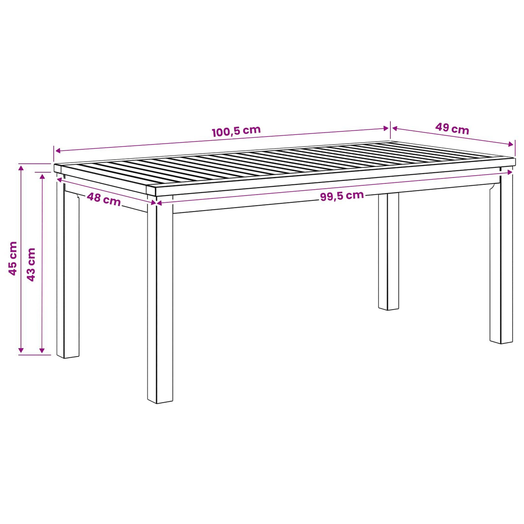 Sofabord Naturfarvet 50 x 100,5 x 45 cm Massivt Akacietræ
