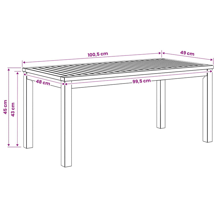 Sofabord Naturfarvet 50 x 100,5 x 45 cm Massivt Akacietræ