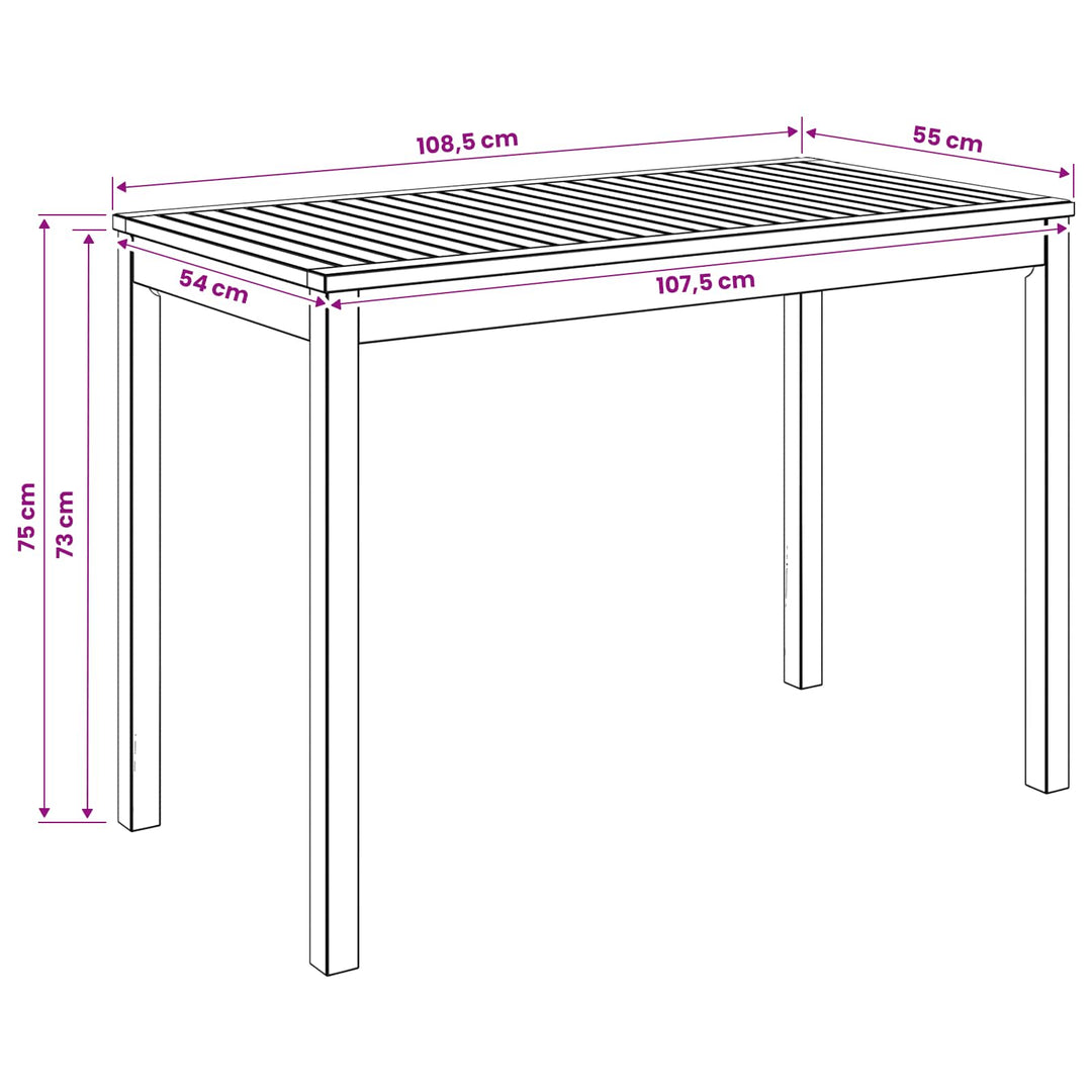 Havemiddagstabel Naturfarvet 108,5 x 55 x 75 cm