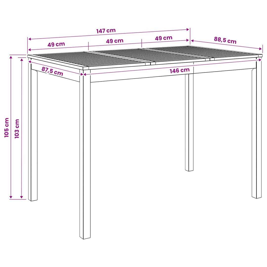 Have Bar Bord Naturfarvet 147 x 88,5 x 105 cm Massivt Akacietræ