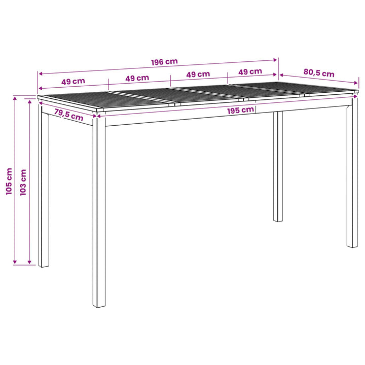 Have Bar Bord Naturfarvet 196 x 80,5 x 105 cm Massivt Akacietræ