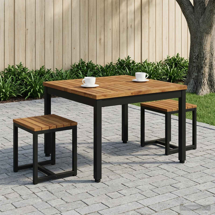 Sofabord Naturfarvet og sort 60 x 60,5 x 36 cm