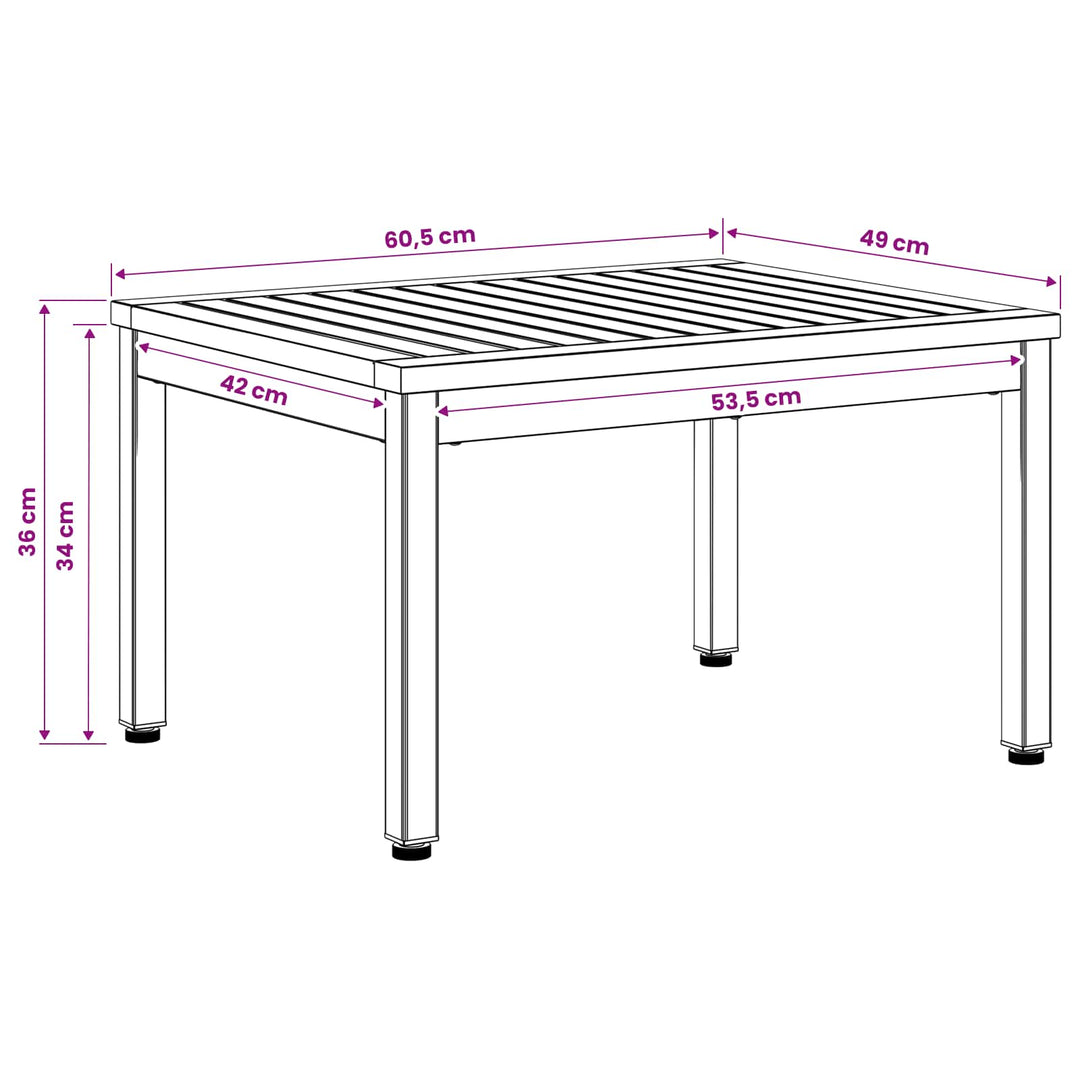 Sofabord Naturfarvet og sort 50 x 60,5 x 36 cm