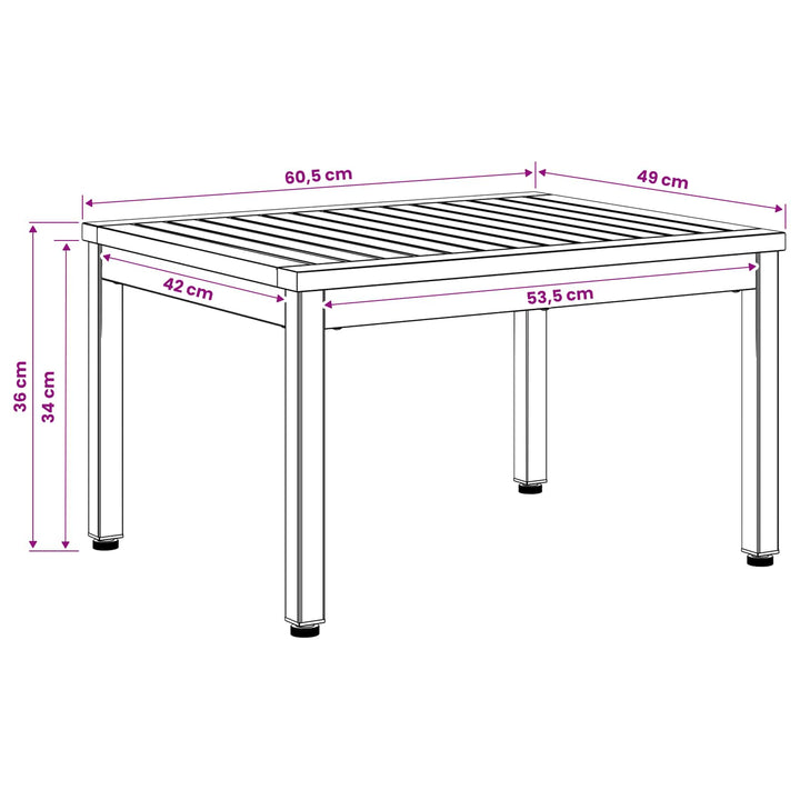 Sofabord Naturfarvet og sort 50 x 60,5 x 36 cm