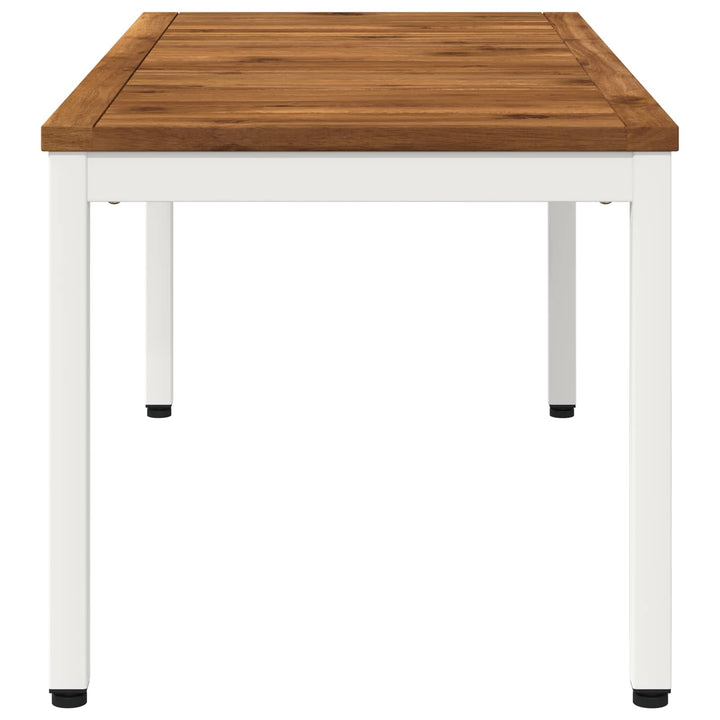 Sofabord Natur og hvid 50 x 100,5 x 45 cm Massivt Akacietræ