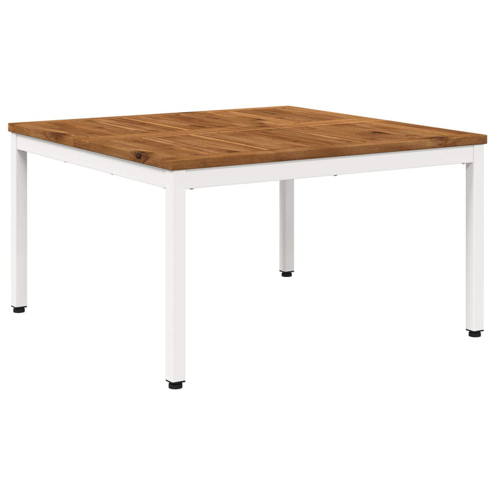 Sofabord Natur og hvid 80 x 80,5 x 45 cm Massivt Akacietræ