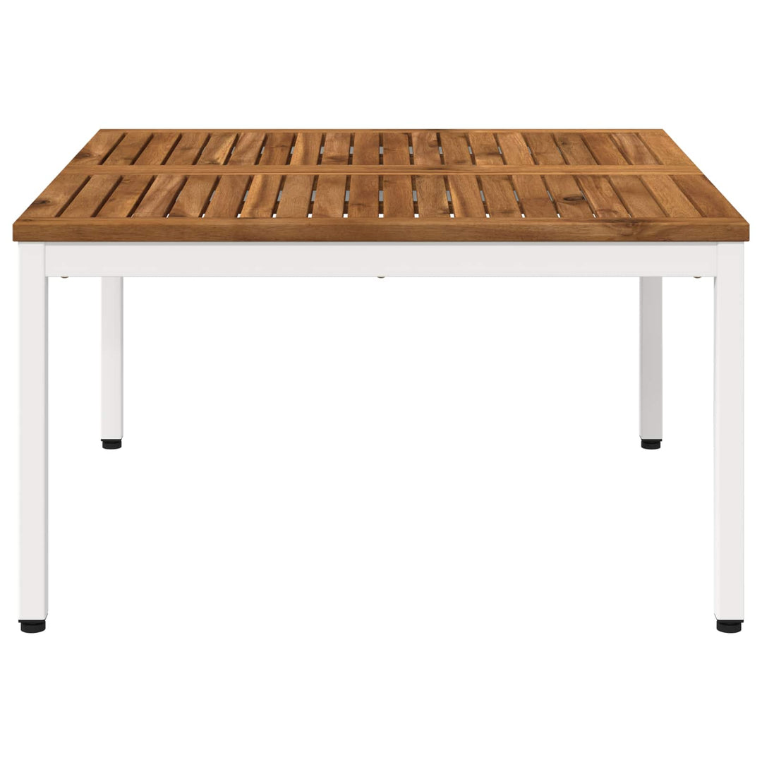 Sofabord Natur og hvid 80 x 80,5 x 45 cm Massivt Akacietræ