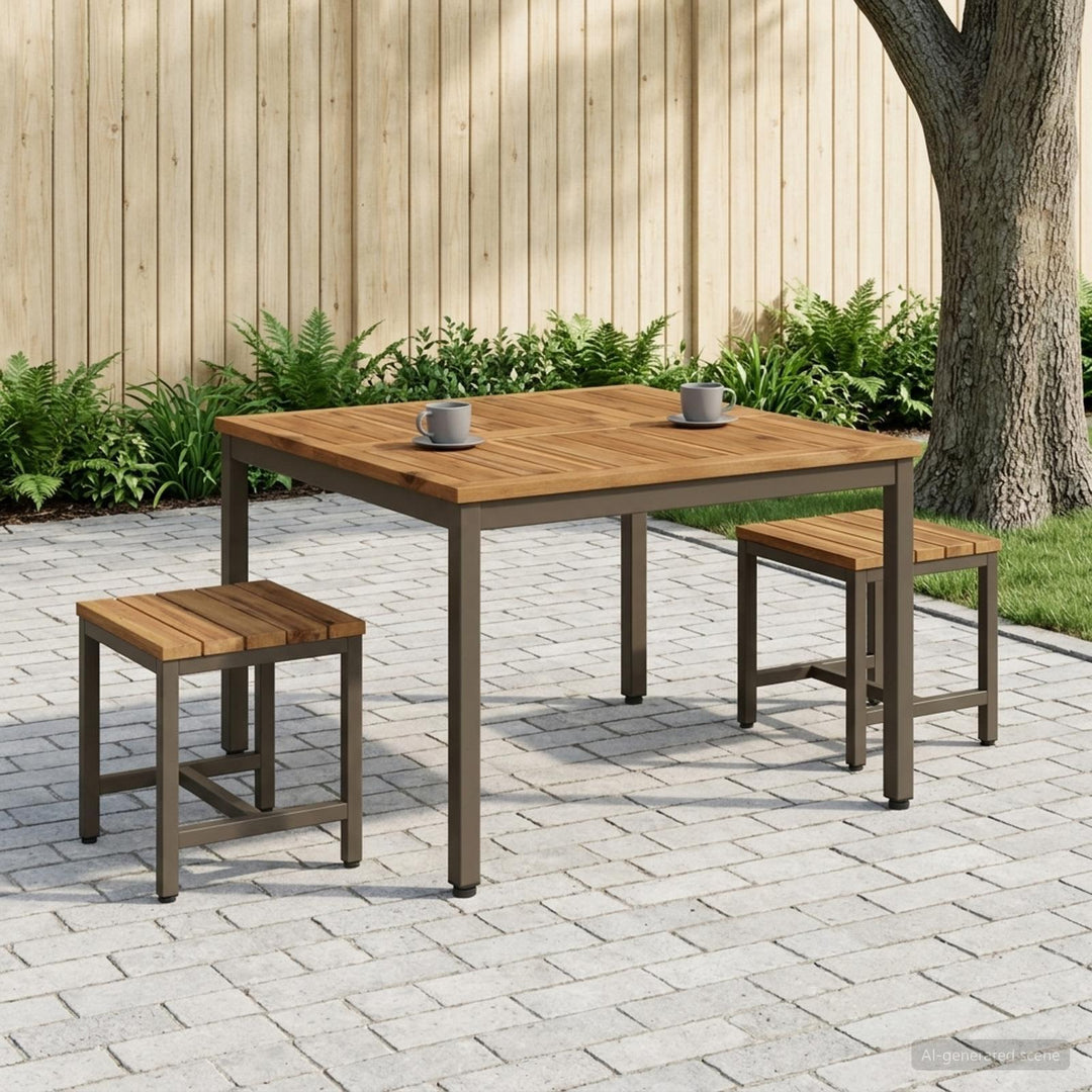 Sofabord Naturlig og Kaffe 80 x 80,5 x 45 cm Massivt Akacietræ