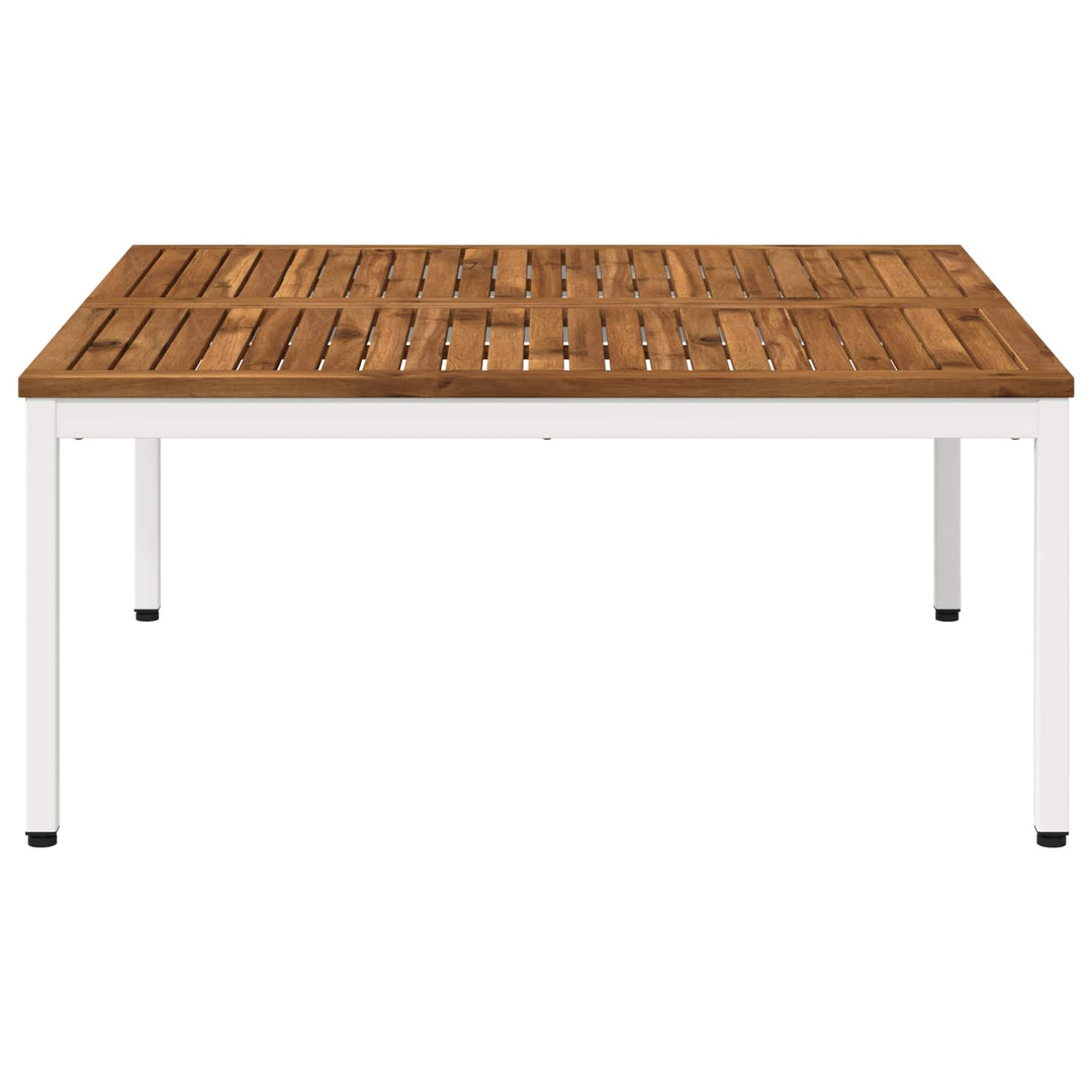 Sofabord Natur og hvid 100 x 100,5 x 45 cm Massivt Akacietræ