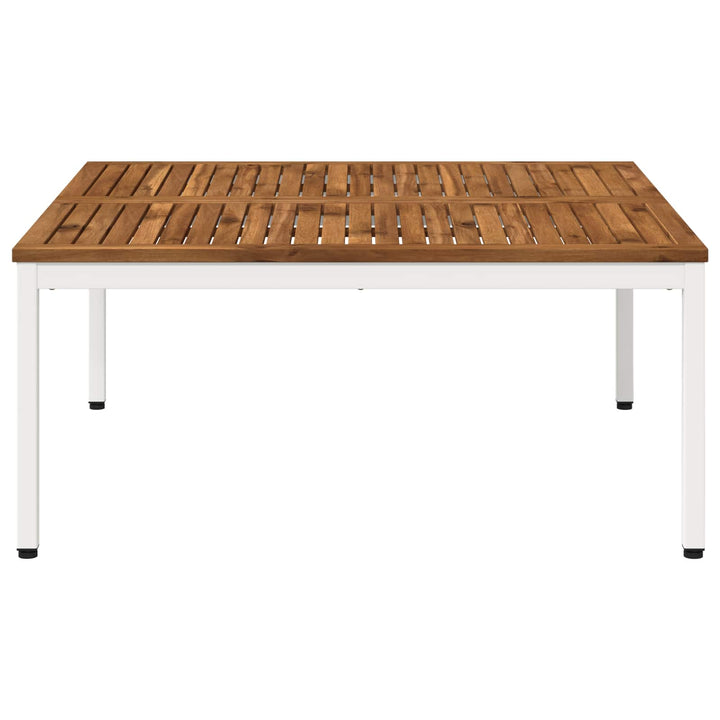 Sofabord Natur og hvid 100 x 100,5 x 45 cm Massivt Akacietræ