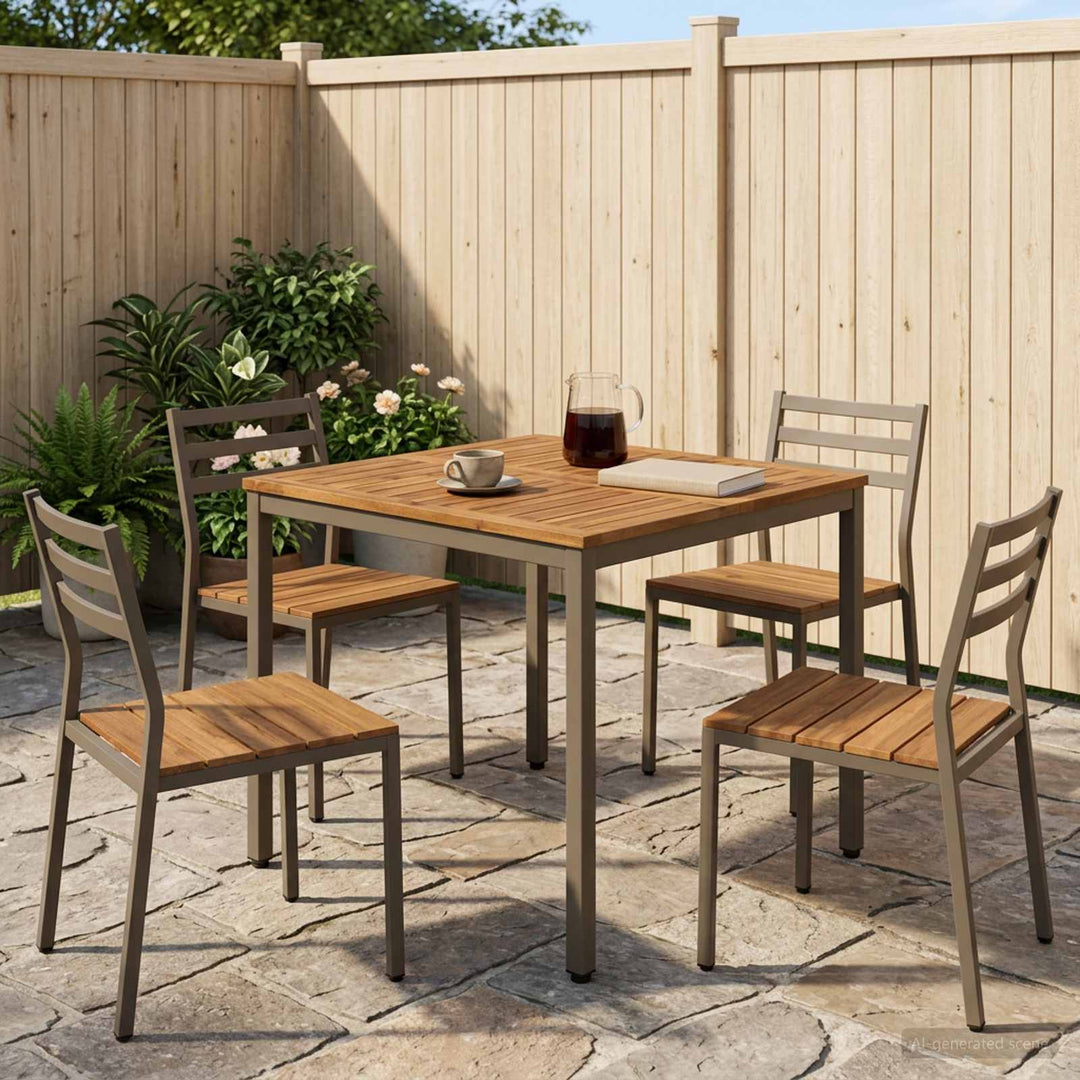 Havemiddagstabel Naturlig og Kaffe 80 x 80,5 x 75 cm