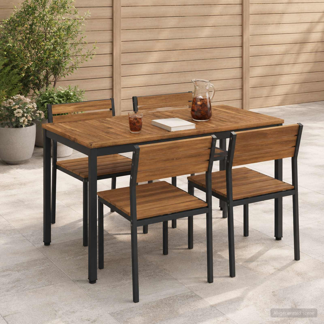 Havemiddagstabel Naturfarvet og sort 108,5 x 55 x 75 cm