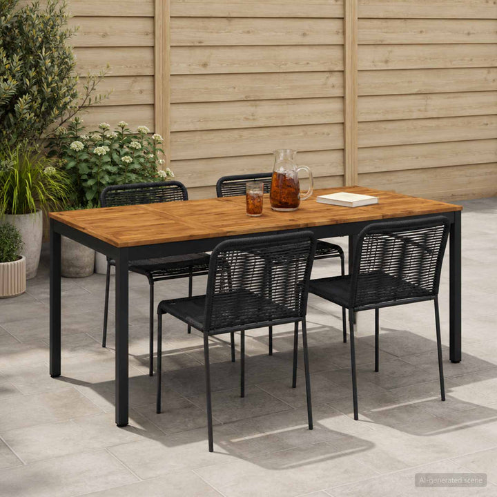 Havemiddagstabel Naturfarvet og sort 147 x 88,5 x 75 cm