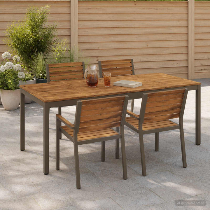 Havemiddagstabel Naturlig og Kaffe 147 x 88,5 x 75 cm