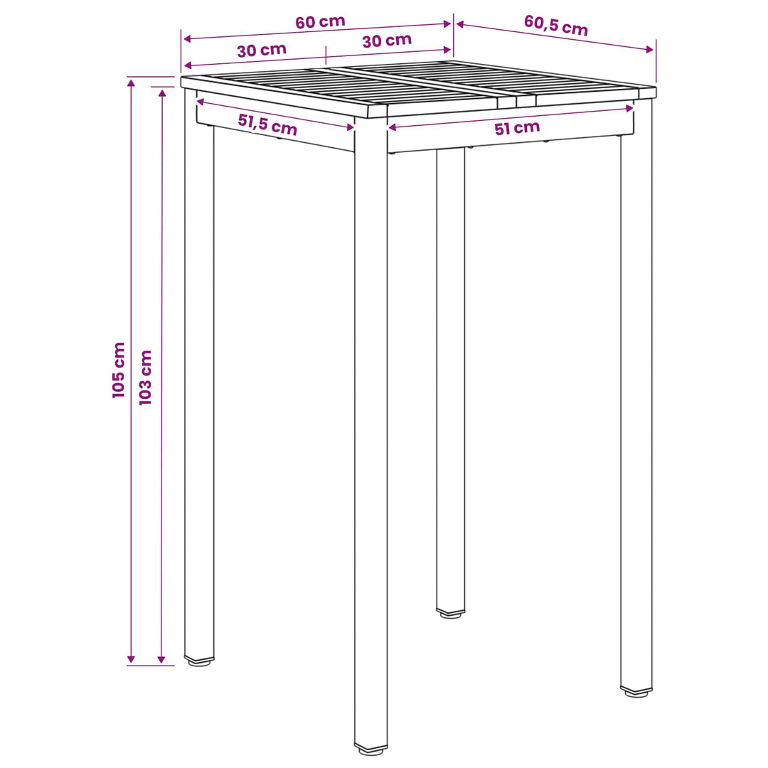 Have Bar Bord Naturlig og Kaffe 60 x 60,5 x 105 cm