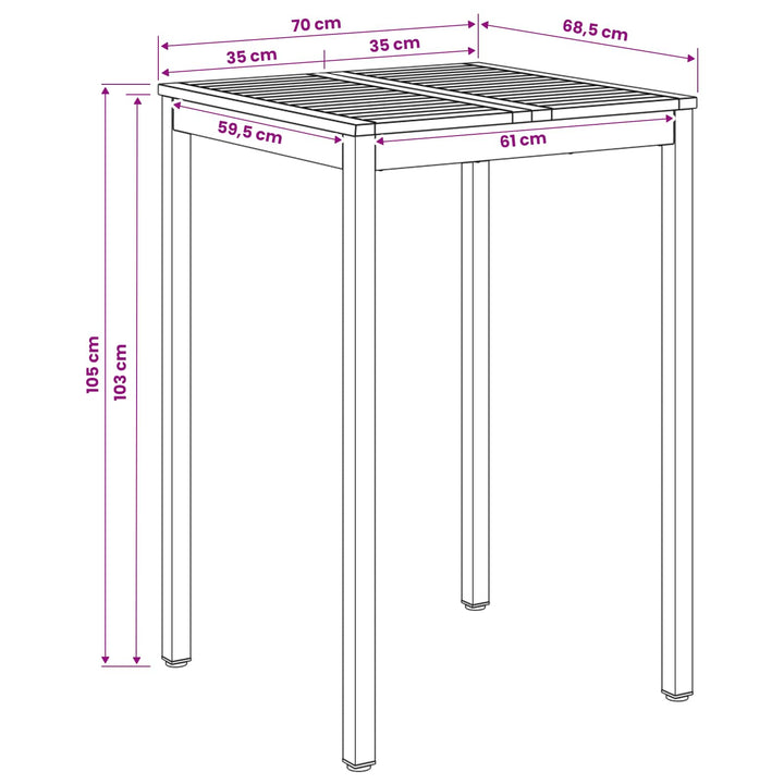 Have Bar Bord Naturfarvet og sort 70 x 68,5 x 105 cm
