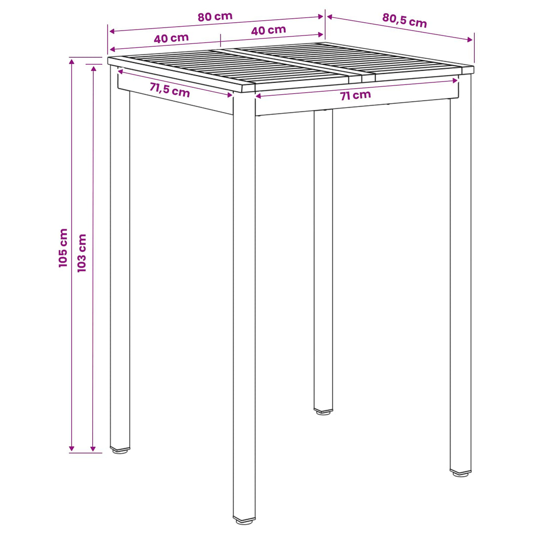 Have Bar Bord Naturlig og Kaffe 80 x 80,5 x 105 cm