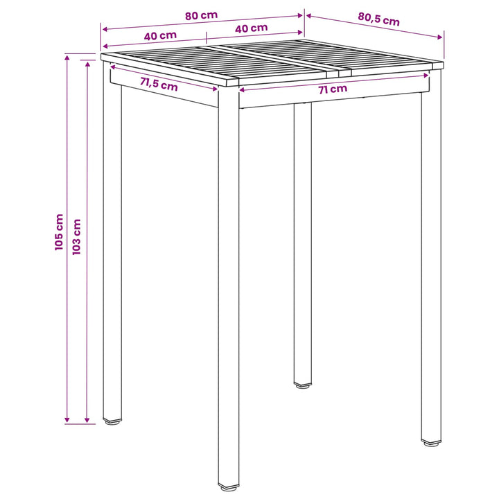 Have Bar Bord Naturlig og Kaffe 80 x 80,5 x 105 cm