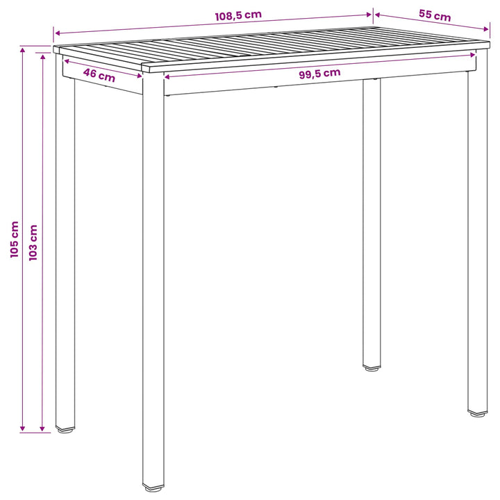 Have Bar Bord Naturfarvet og sort 108,5 x 55 x 105 cm