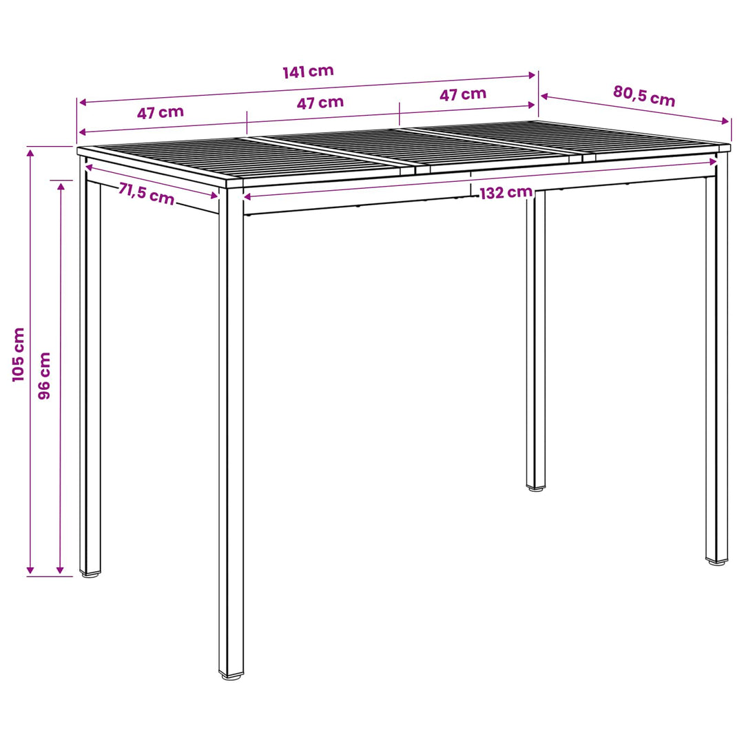 Have Bar Bord Naturfarvet og sort 141 x 80,5 x 105 cm