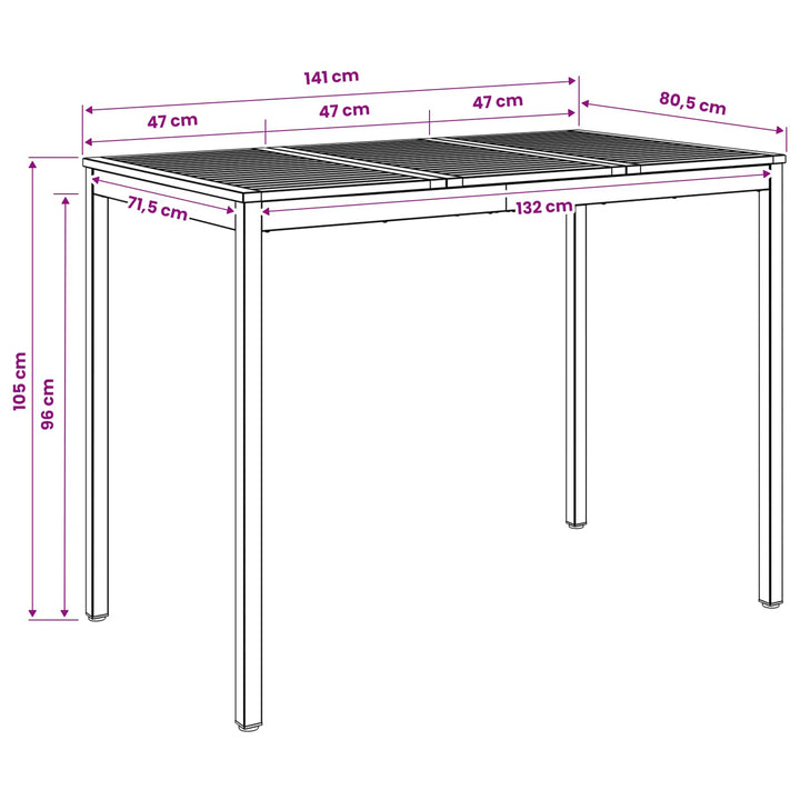 Have Bar Bord Naturfarvet og sort 141 x 80,5 x 105 cm