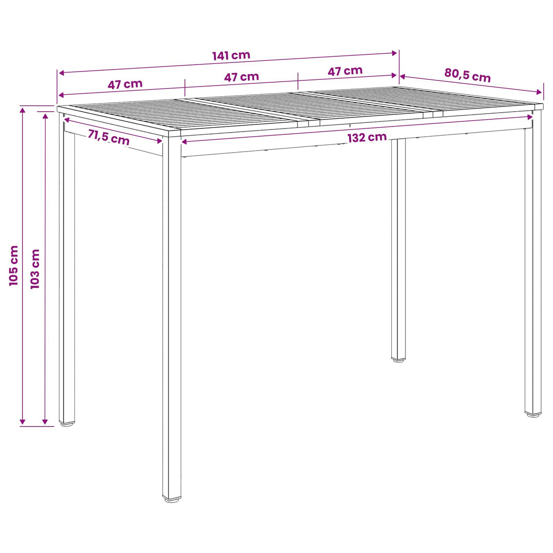 Have Bar Bord Natur og hvid 141 x 80,5 x 105 cm