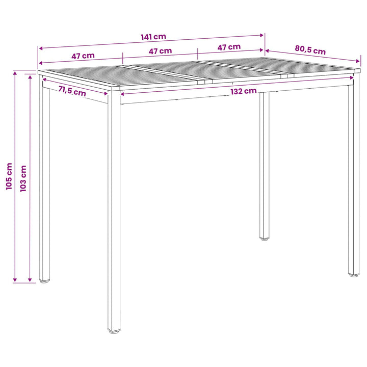 Have Bar Bord Natur og hvid 141 x 80,5 x 105 cm