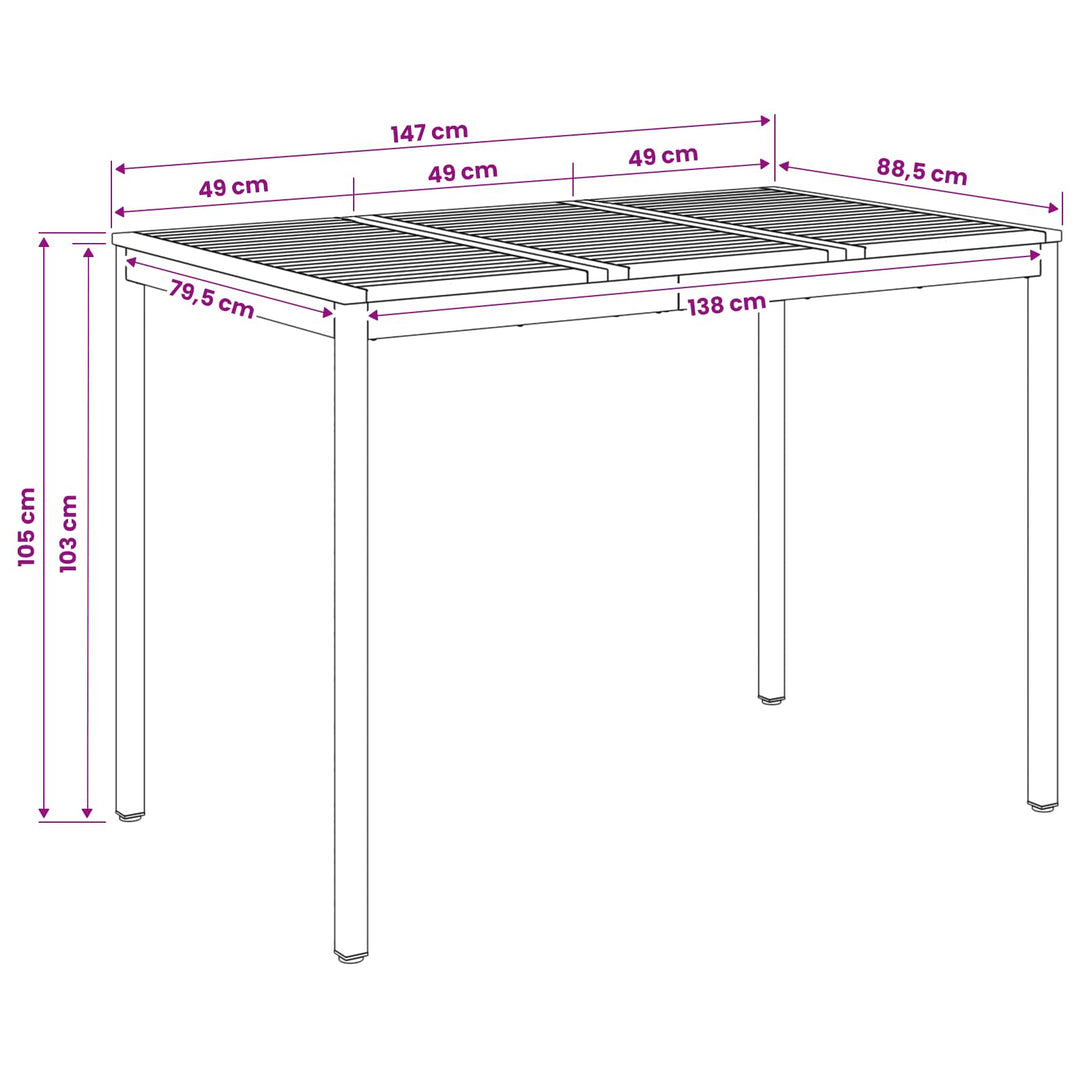 Have Bar Bord Naturfarvet og sort 147 x 88,5 x 105 cm
