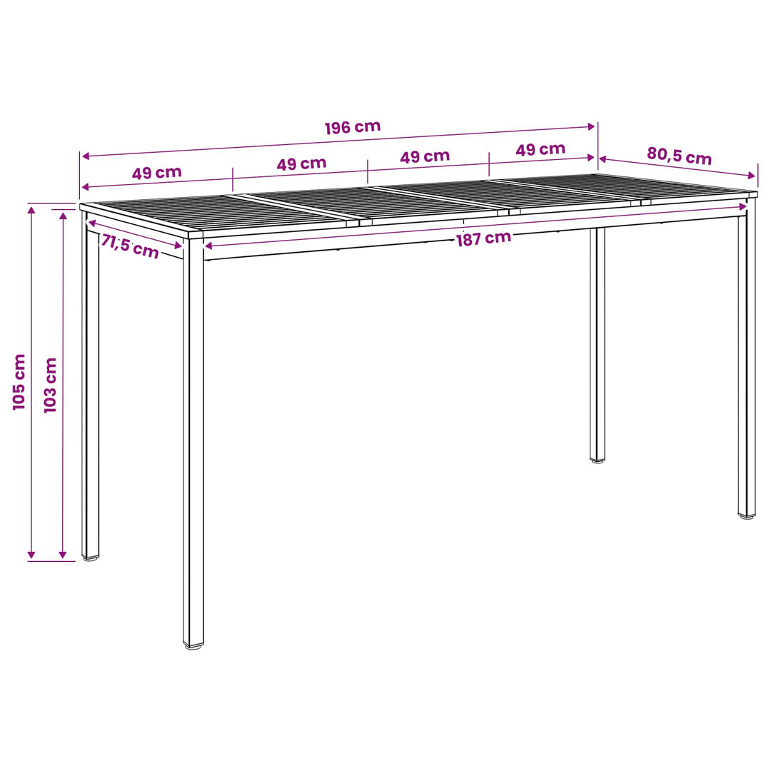 Have Bar Bord Natur og hvid 196 x 80,5 x 105 cm