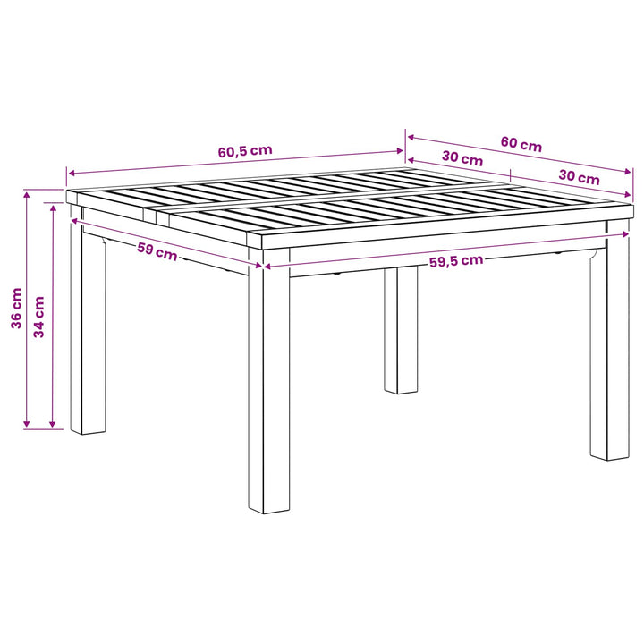Sofabord Hvid 60 x 60,5 x 36 cm Massivt Akacietræ