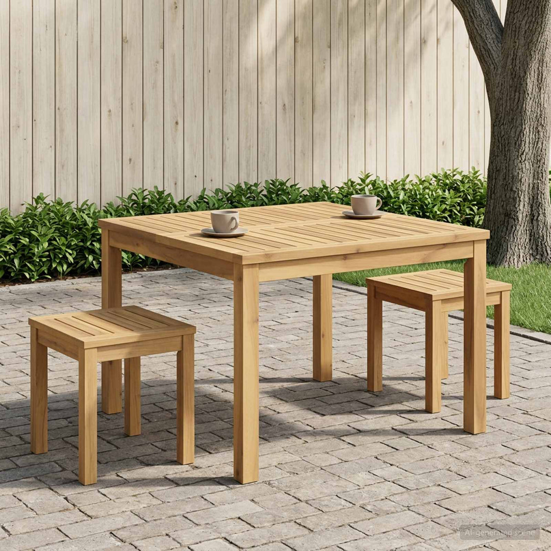 Sofabord Hvid 80 x 80,5 x 45 cm Massivt Akacietræ