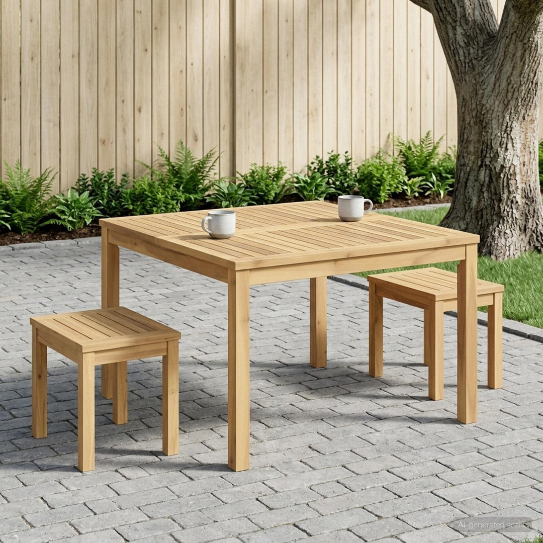 Sofabord Hvid 80 x 80,5 x 45 cm Massivt Akacietræ