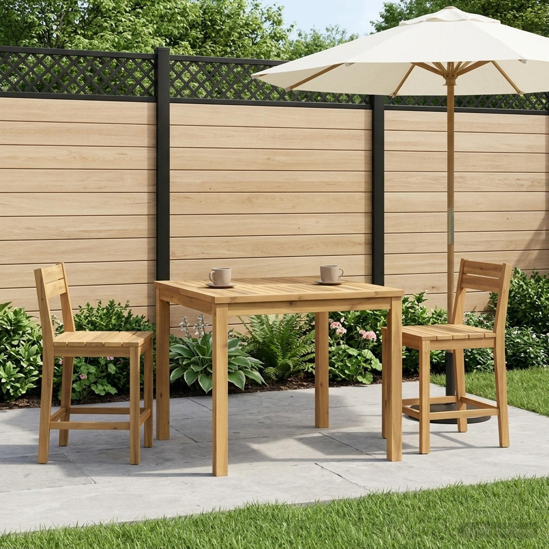 Sofabord Hvid 80 x 80,5 x 45 cm Massivt Akacietræ