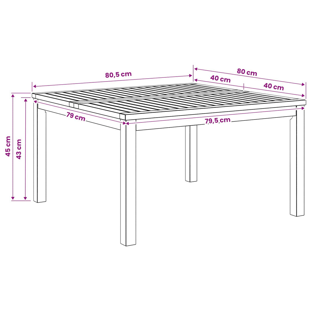 Sofabord Hvid 80 x 80,5 x 45 cm Massivt Akacietræ