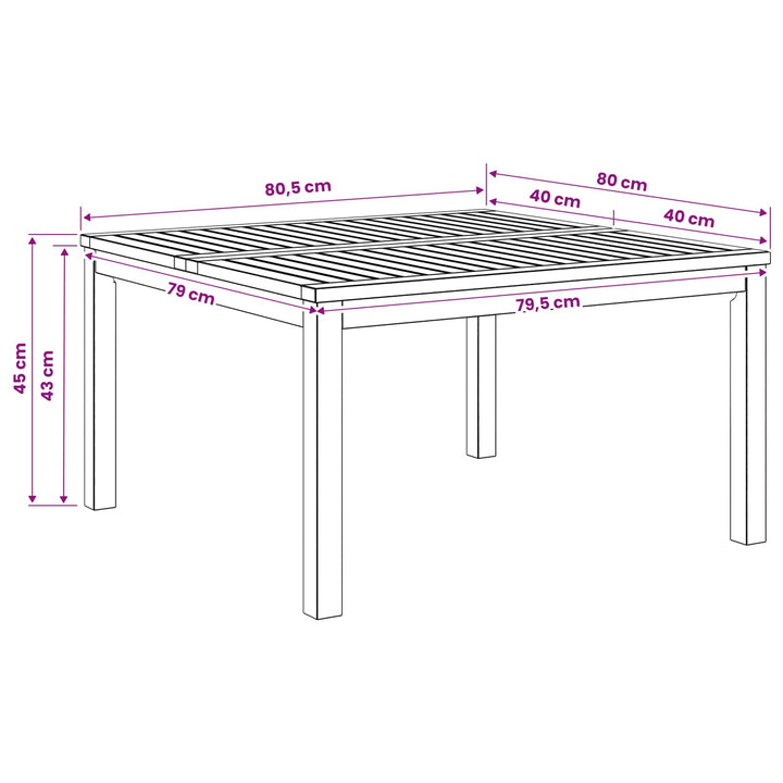 Sofabord Hvid 80 x 80,5 x 45 cm Massivt Akacietræ