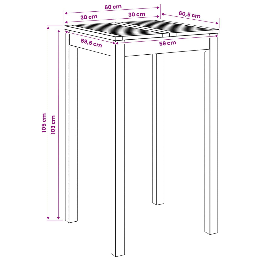 Have Bar Bord Hvid 60 x 60,5 x 105 cm Massivt Akacietræ