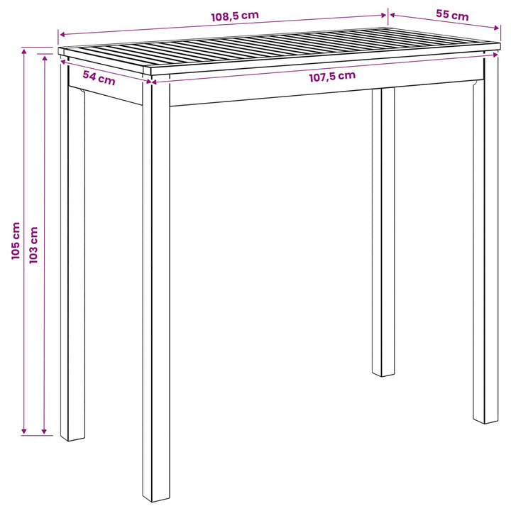 Have Bar Bord Hvid 108,5 x 55 x 105 cm Massivt Akacietræ