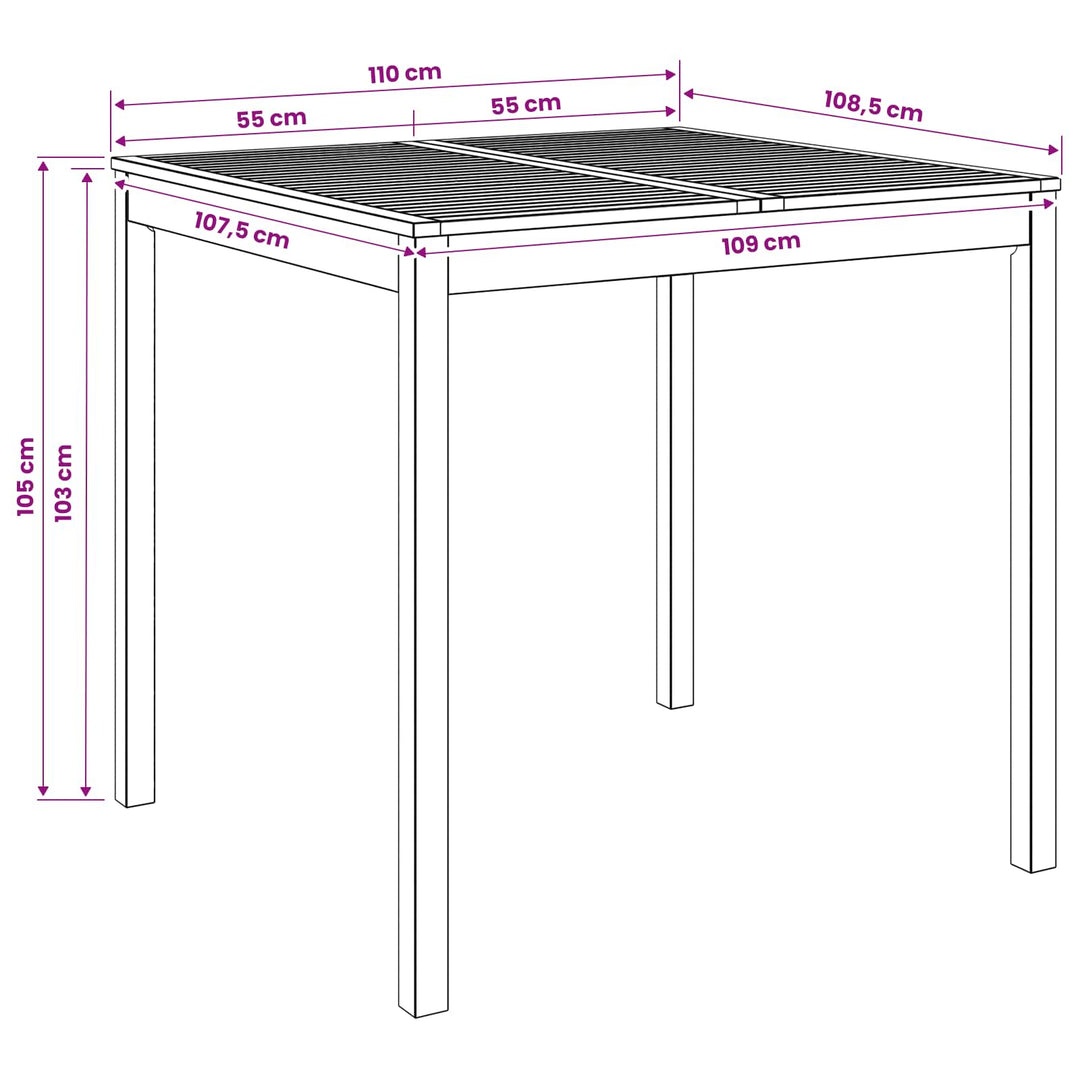 Have Bar Bord Hvid 110 x 108,5 x 105 cm Massivt Akacietræ