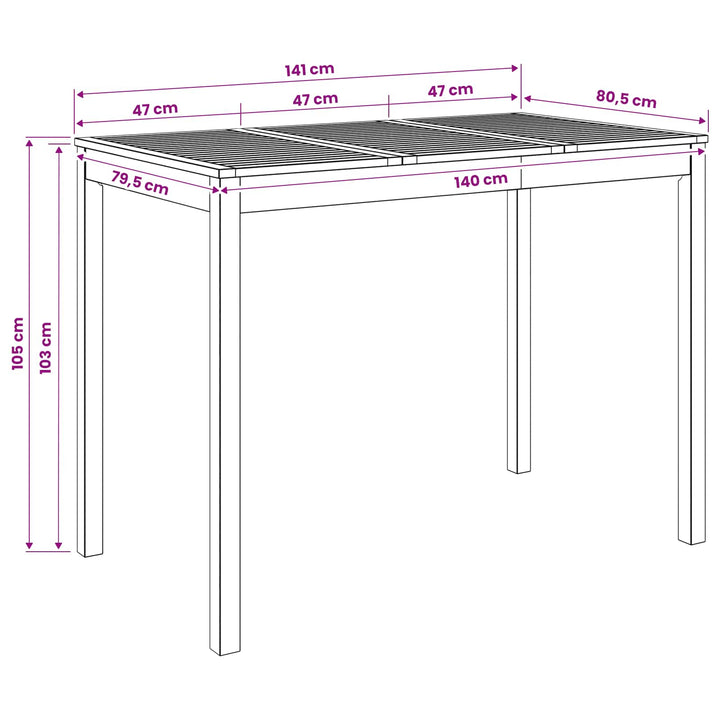 Have Bar Bord Hvid 141 x 80,5 x 105 cm Massivt Akacietræ