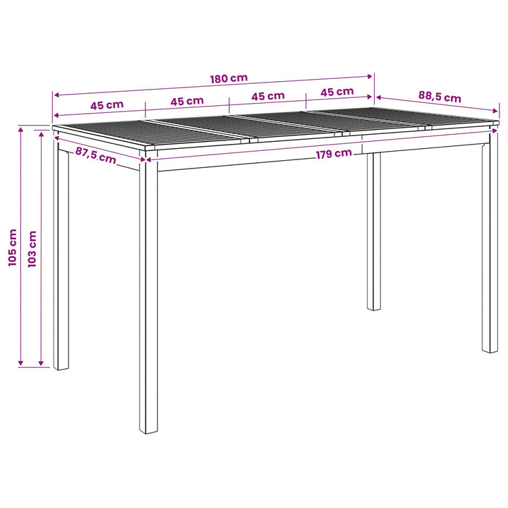 Have Bar Bord Hvid 180 x 88,5 x 105 cm Massivt Akacietræ