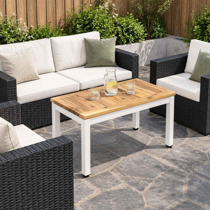 Sofabord Hvid 60,5 x 30 x 36 cm Massivt Akacietræ