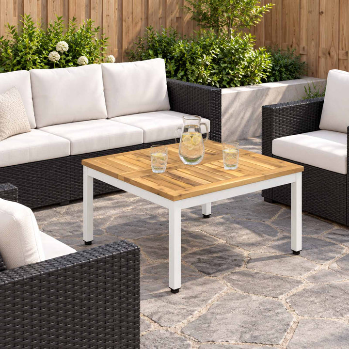 Sofabord Hvid 60 x 60,5 x 36 cm Massivt Akacietræ